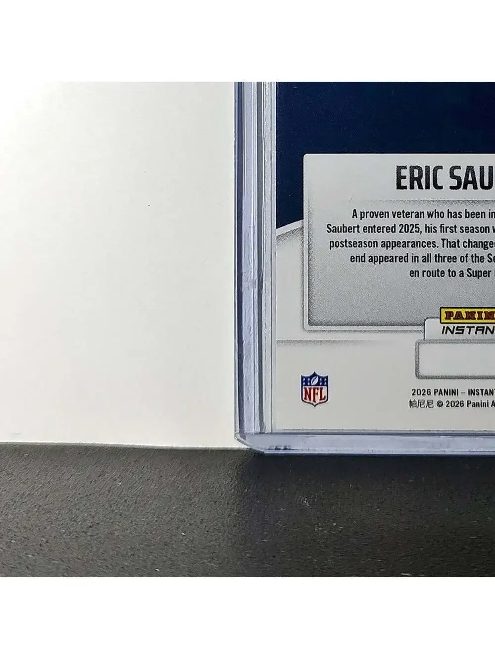 Eric Saubert 2026 Panini NFL Super Bowl LIX Champions #10 Card Seattle Seahawks